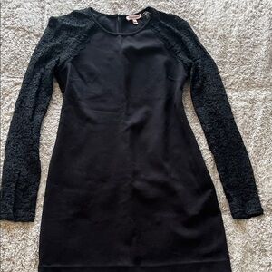 Juicy Couture Black Long Sleeve Lace-Sleeve Shift Dress
